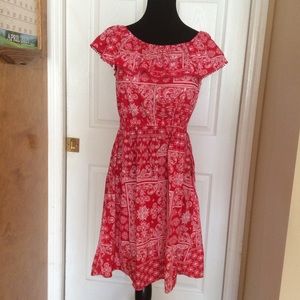 ❤️Red Cotton On/ Off the Shoulder Ruffle Dress